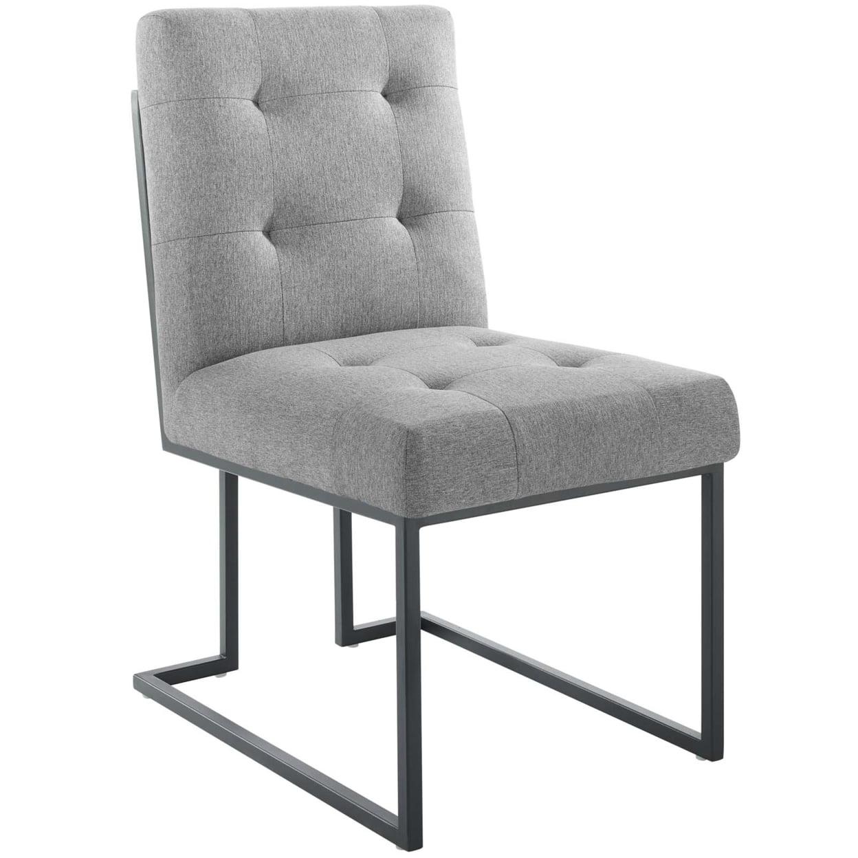 Privy Black Stainless Steel Upholstered Fabric Dining Chair by Modway