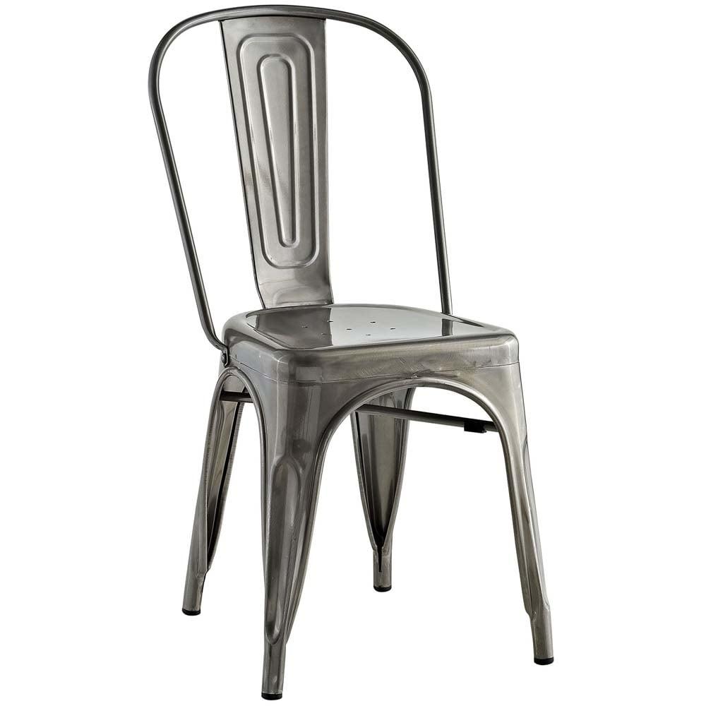 Gunmetal High Back Metal Side Chair