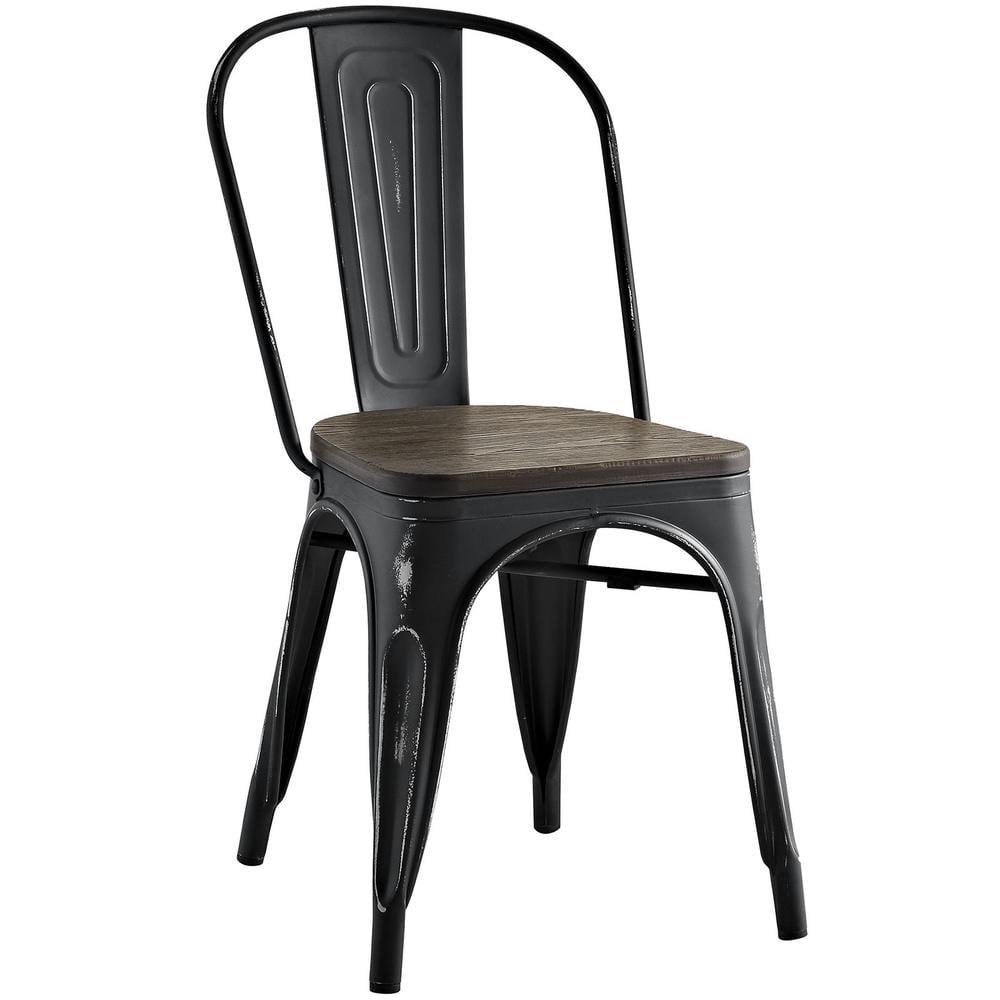 Black Bamboo and Steel Vintage Side Chair