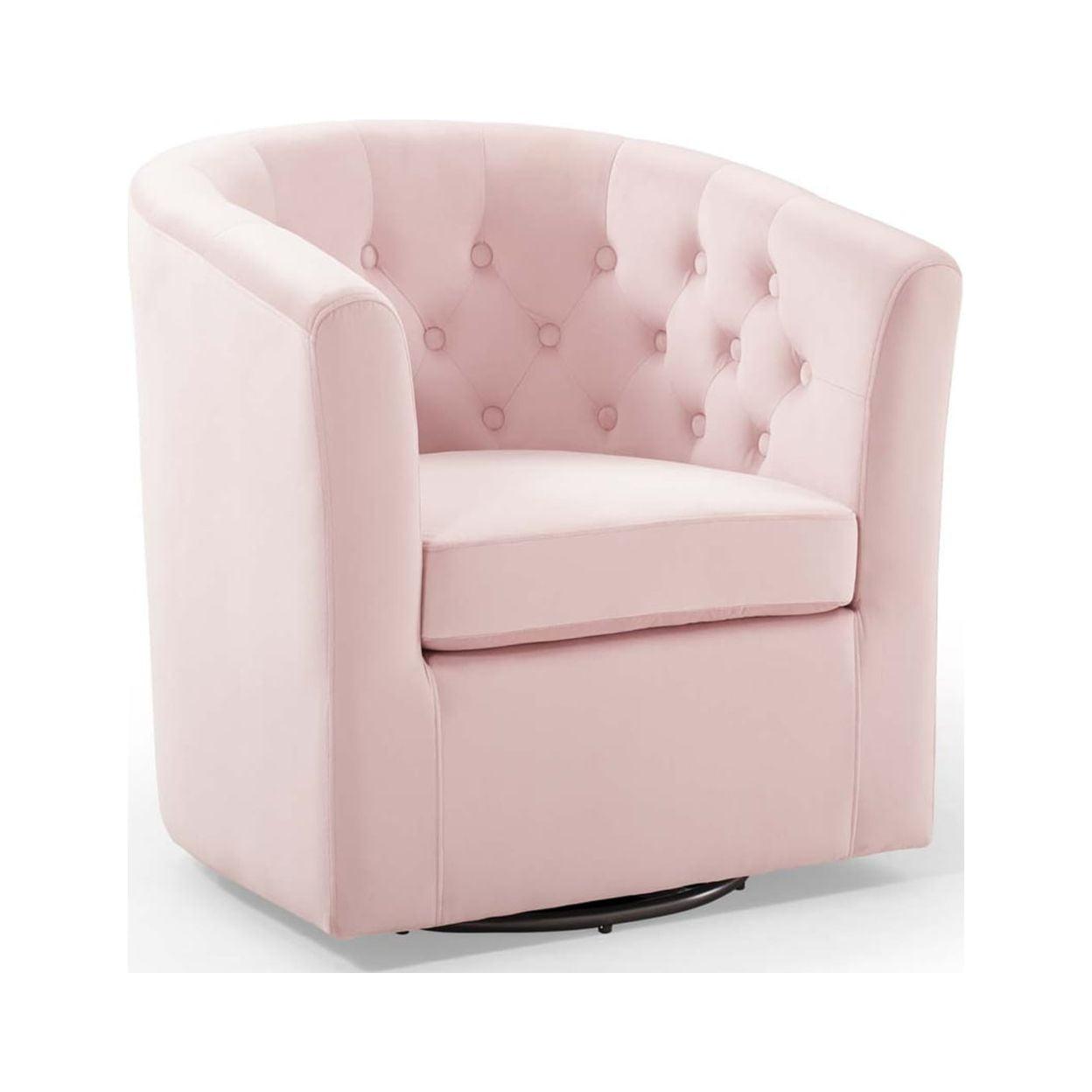 Modway Prospect Tufted Performance Velvet Swivel Armchair in Pink