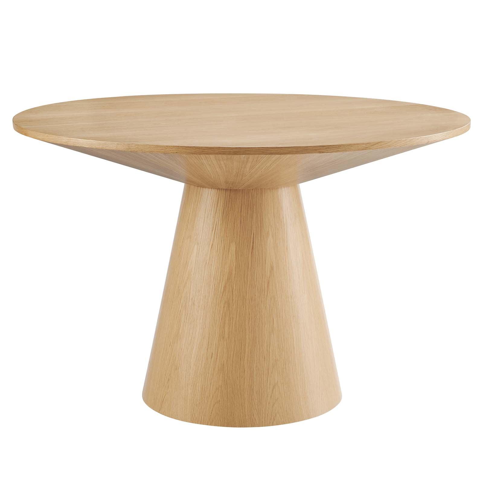 Oak Round 47" Wood Dining Table with Pedestal Base