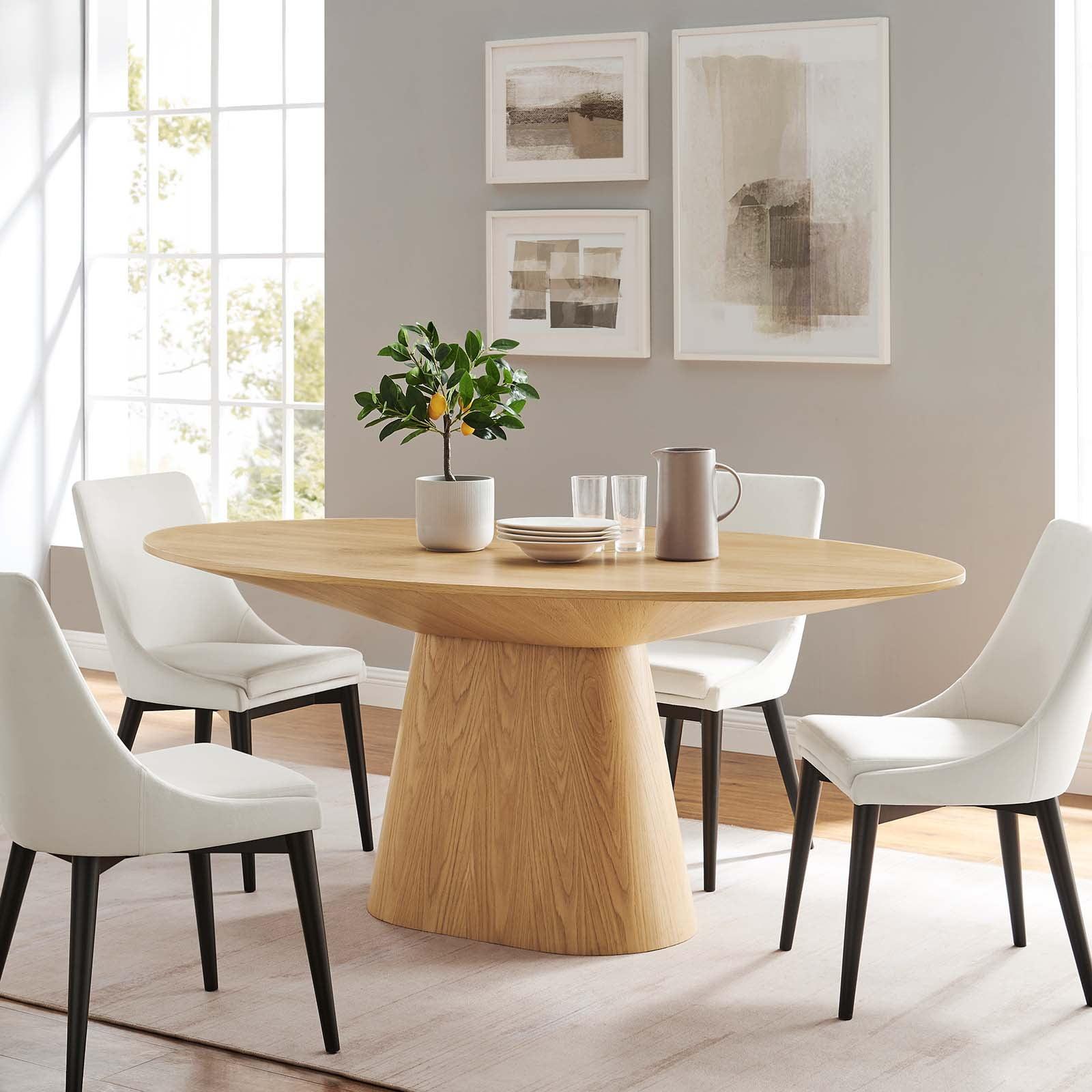 Provision 75" Oval Wood Grain Veneer Dining Table