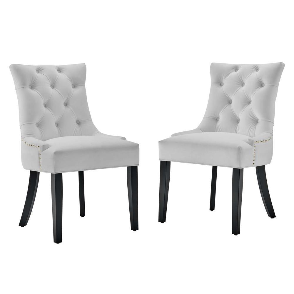 Modway Regent 20" Tufted Velvet Dining Side Chairs in White (Set of 2)