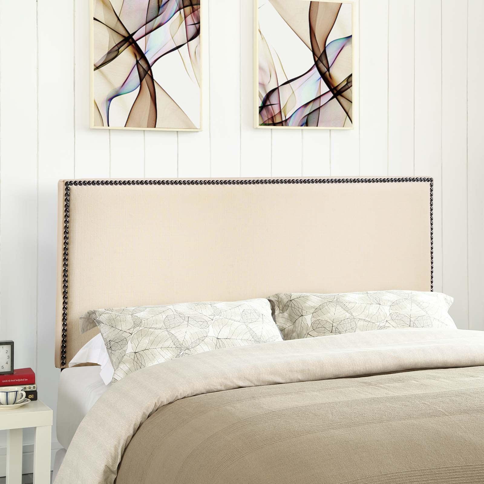 Modway Region Nailhead Queen Upholstered Headboard in Ivory