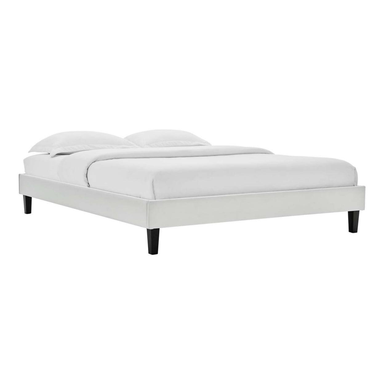 Modway Reign Queen Performance Velvet Platform Bed Frame in Light Gray