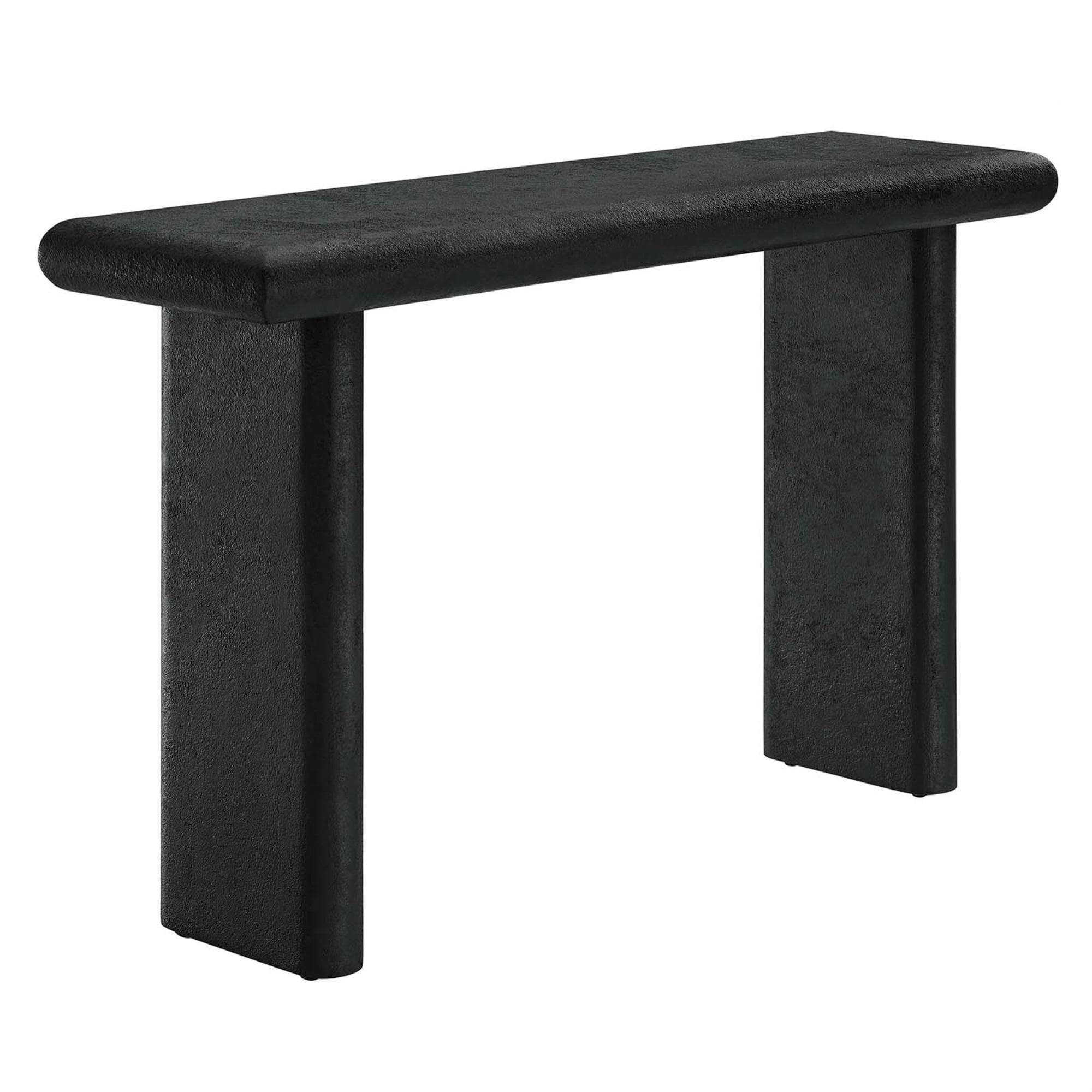 Black Wood and Concrete Console Table with Storage