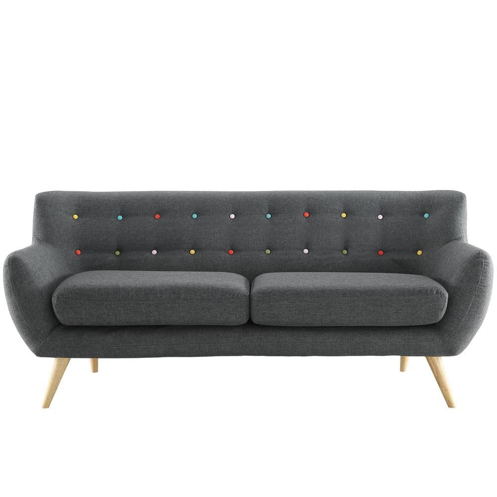 Modway Remark Modern Upholstered Fabric & Wood Tufted Sofa in Gray