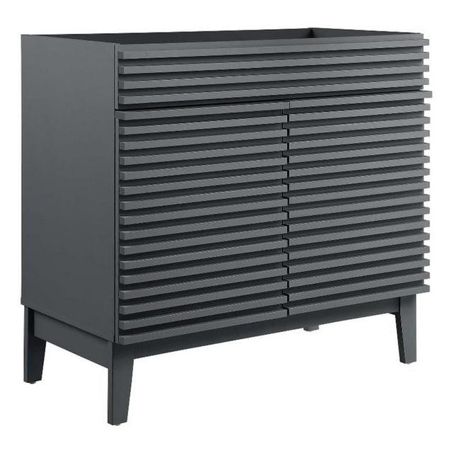 Modway Render 35" MDF and Particleboard Bathroom Vanity Cabinet in Gray