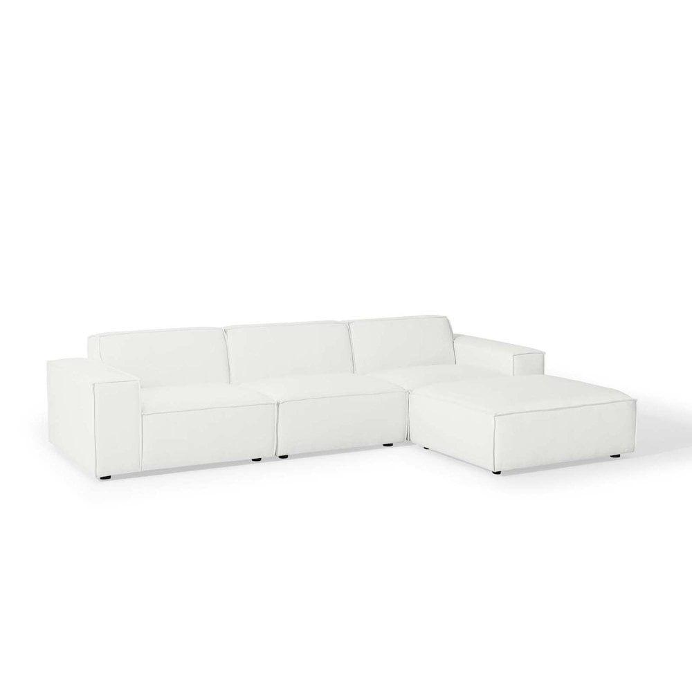 4pc Restore Sectional Sofa White - Modway: Modular, Upholstered, Wood Frame, Modern Style