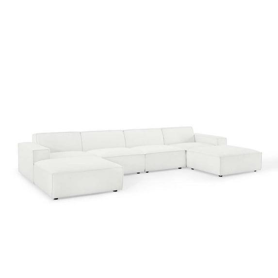 6pc Restore U-Shaped Sectional Sofa White - Modway: Polyester Upholstery, No Assembly, Modern Decor