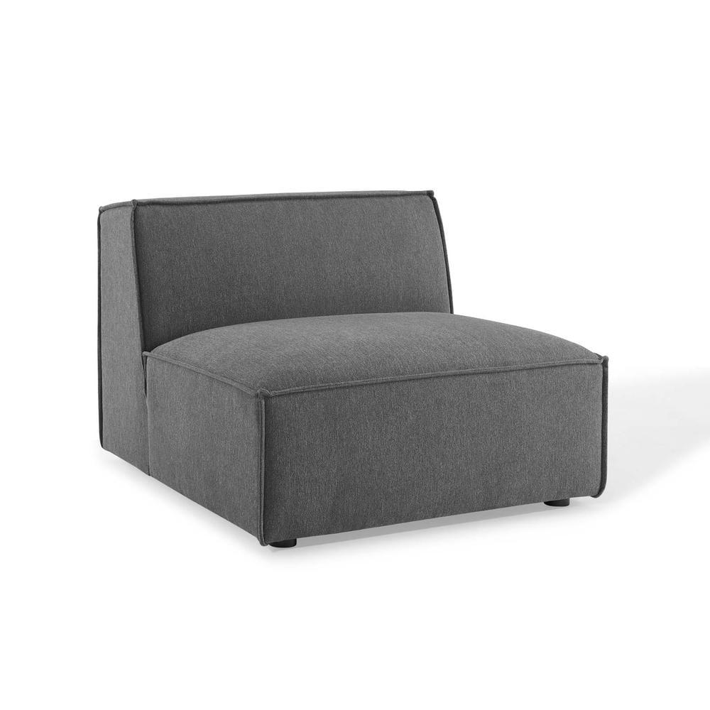 Modway Restore Polyester Fabric Sectional Sofa Armless Chair in Charcoal