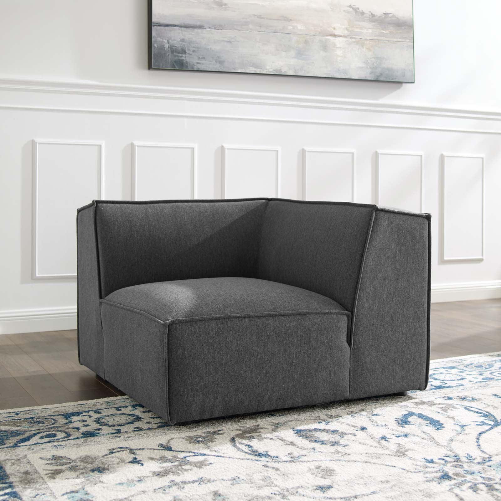 Restore Sectional Sofa Corner Chair Charcoal - Modway: Upholstered, Wood Frame, Modern Style, Polyester Fabric