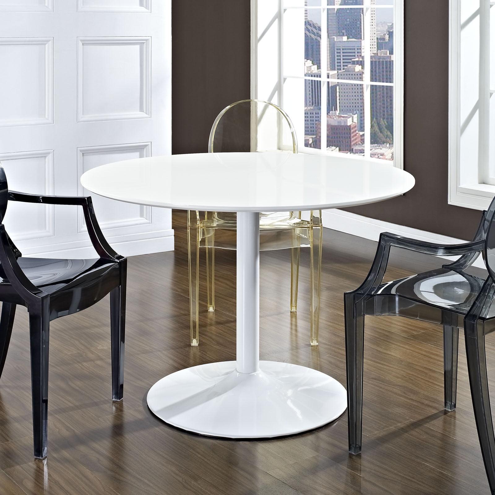 Contemporary Round 43.5" White Wood Dining Table