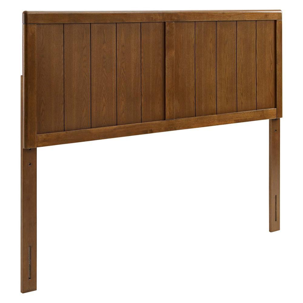 Robbie Walnut Wood King Headboard with Mid-Century Design