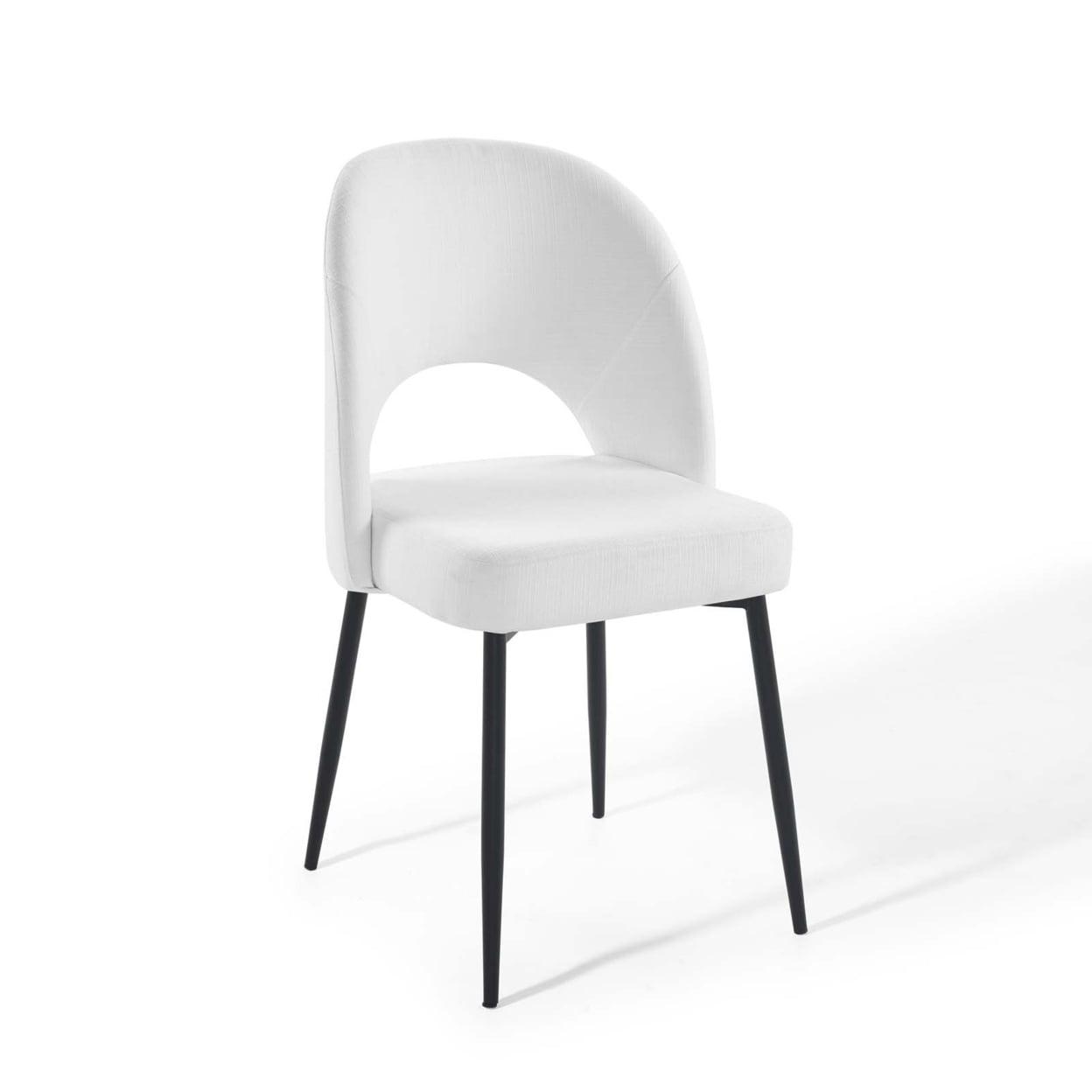 Rouse Black and White Upholstered Wood Metal Side Chair