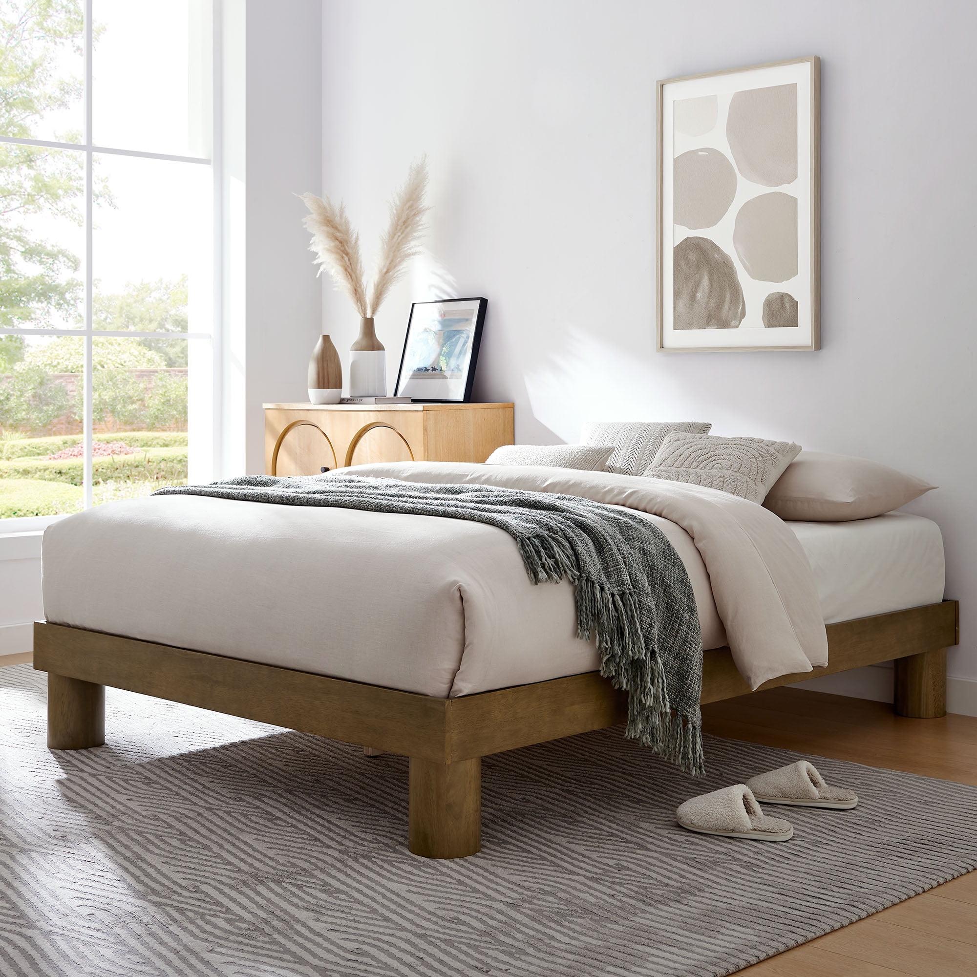 Modway Runa Wood Platform Bed In French Oak
