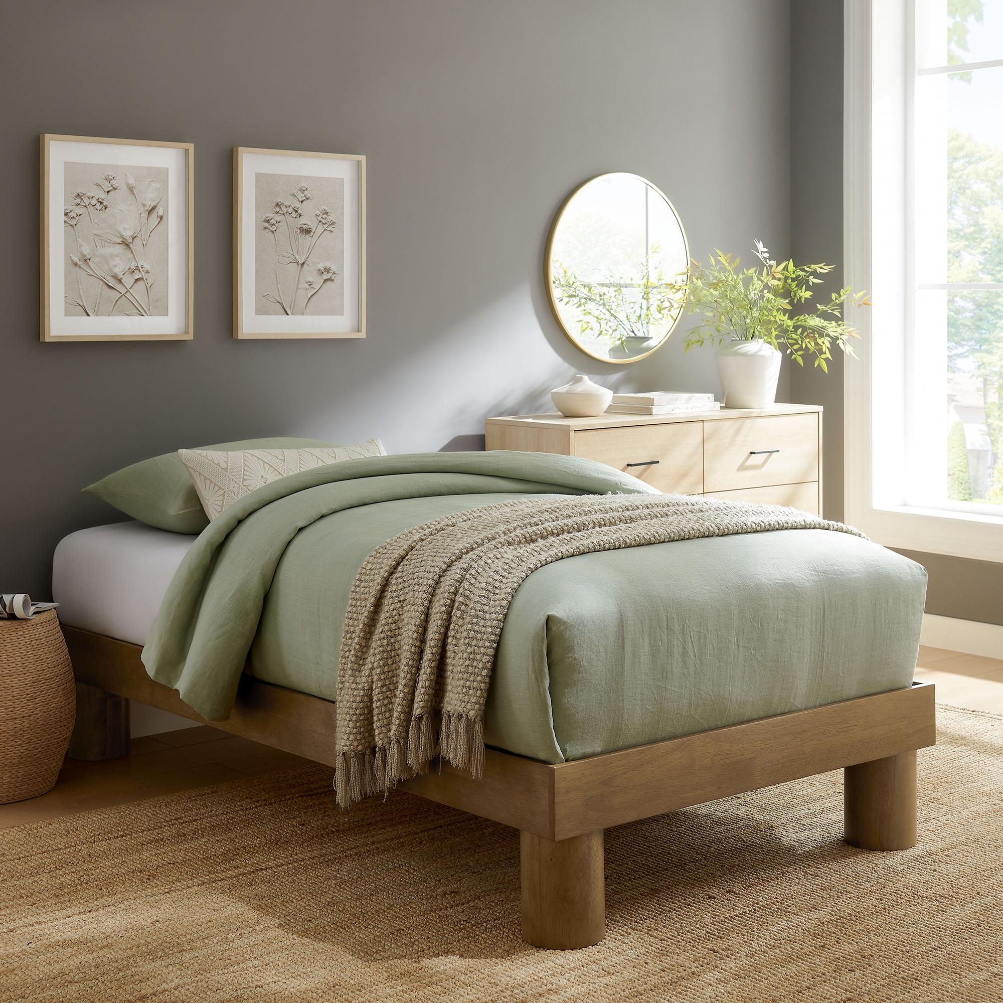Modway Runa Wood Platform Bed In French Oak