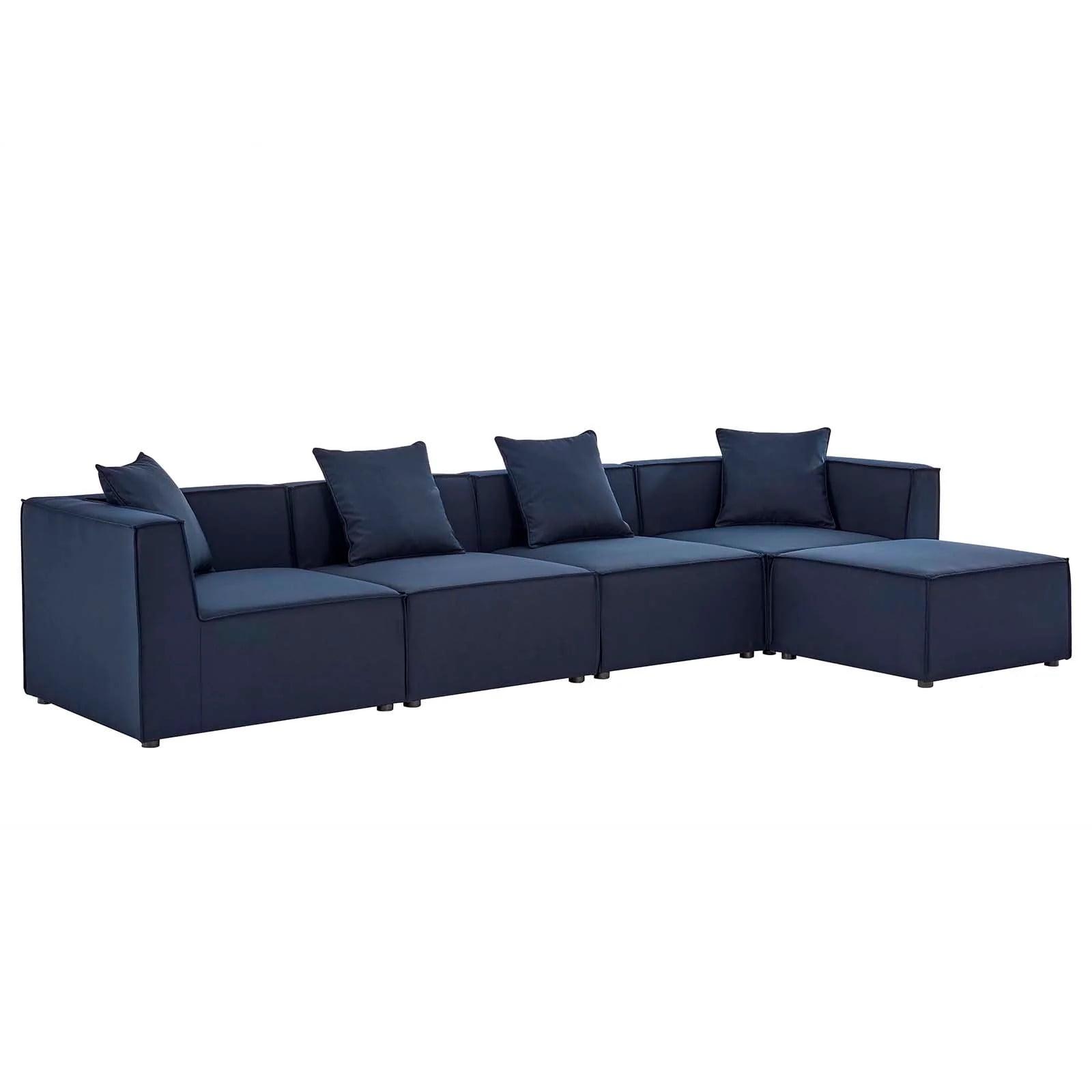 Navy Aluminum 5-Piece Outdoor Sectional Sofa