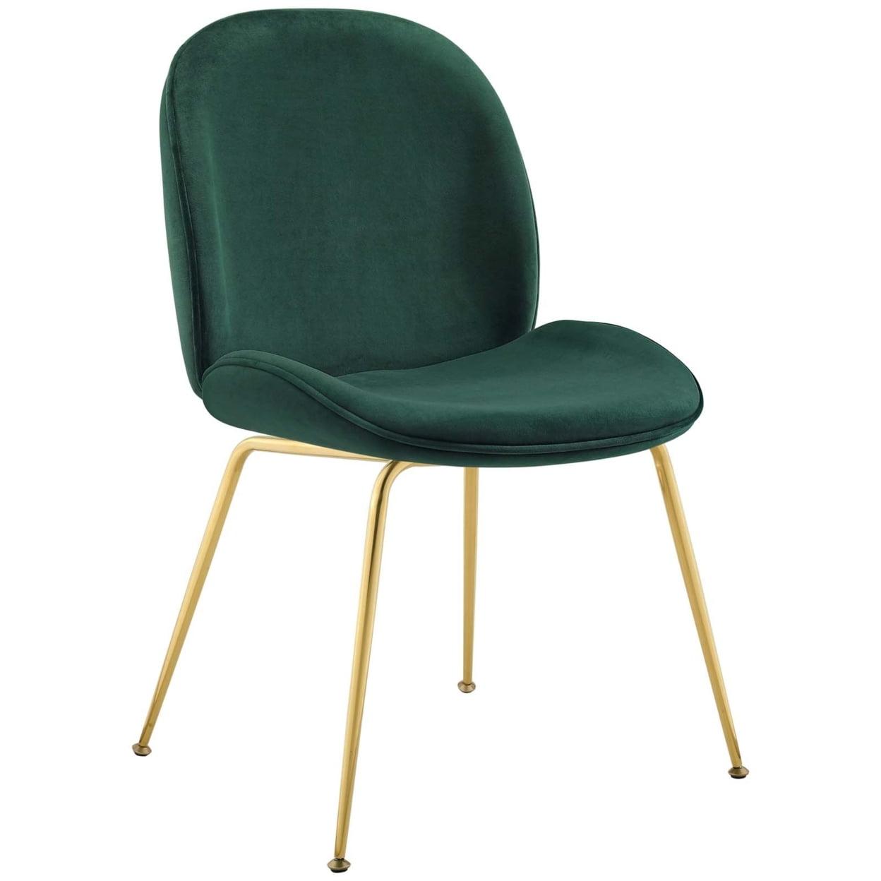 Modway Scoop Gold Stainless Steel Leg Performance Velvet Dining Chair Green