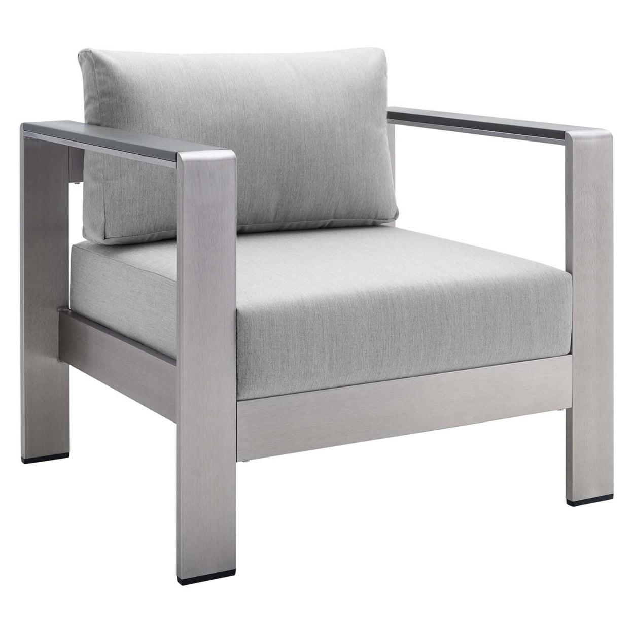 Gray Aluminum Outdoor Accent Chair with Cushions