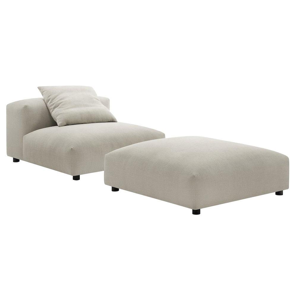 Solace Modular Upholstered Armless Chair And Ottoman Set