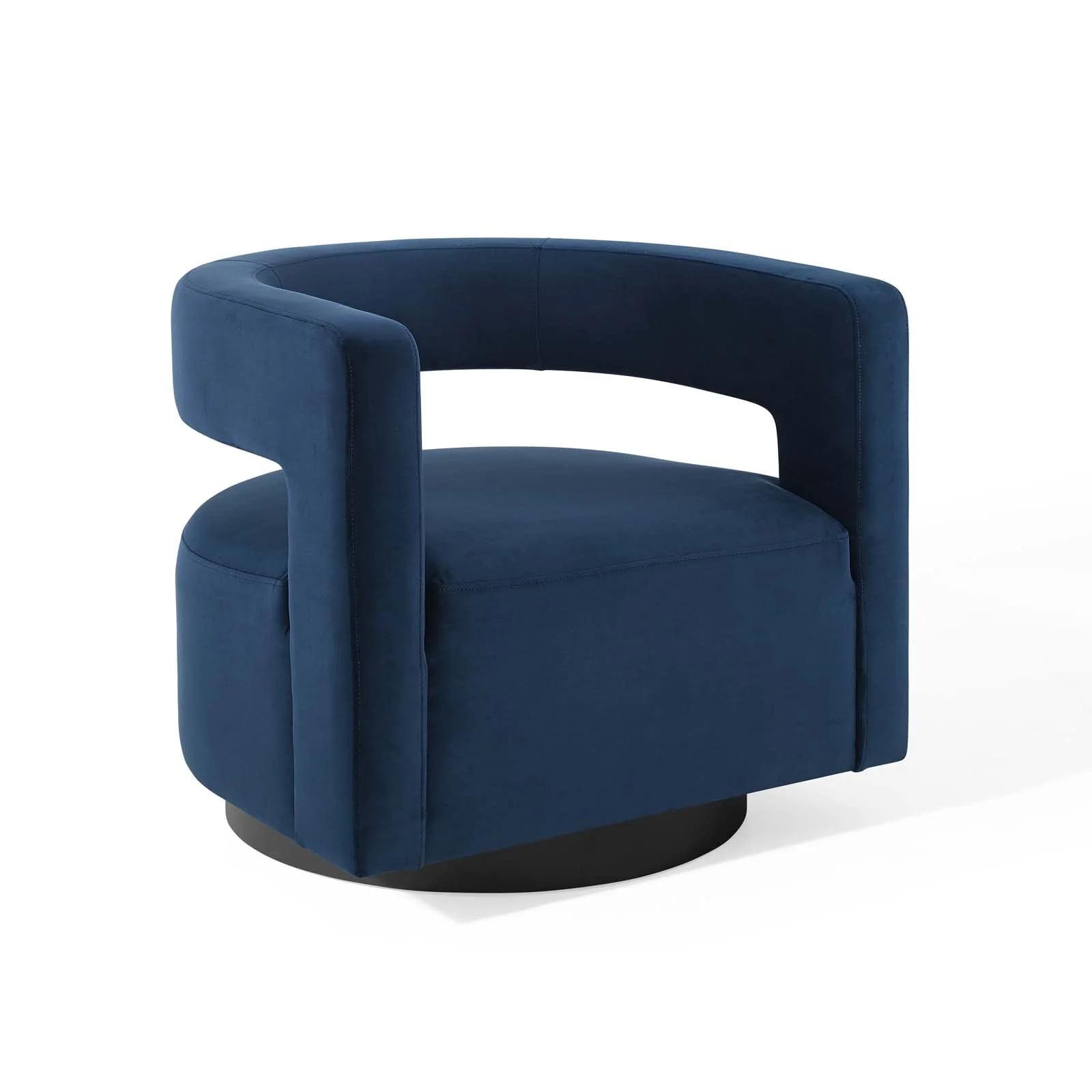 Midnight Blue Velvet Swivel Accent Chair