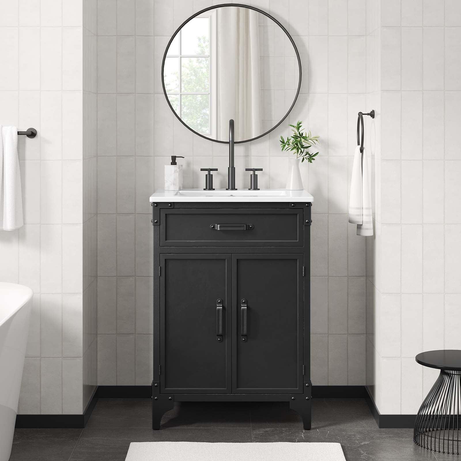 Modway Modway Steamforge 24.5'' Free Standing Single Bathroom Vanity with Ceramic Top