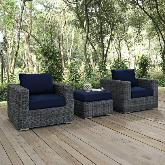 Modway Invite 3 Piece Outdoor Patio Sunbrella Sectional Set