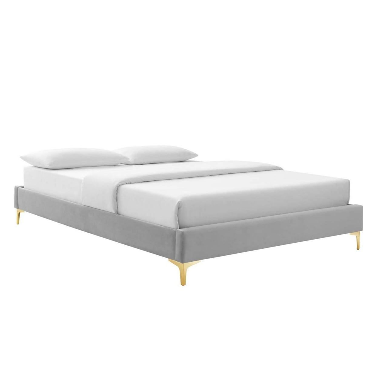 Modway Sutton Full Performance Velvet Bed Frame in Light Gray