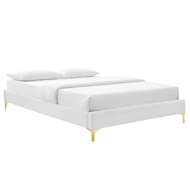 Modway Sutton Queen Bed Frame – Performance Velvet Upholstery with Wood Slats