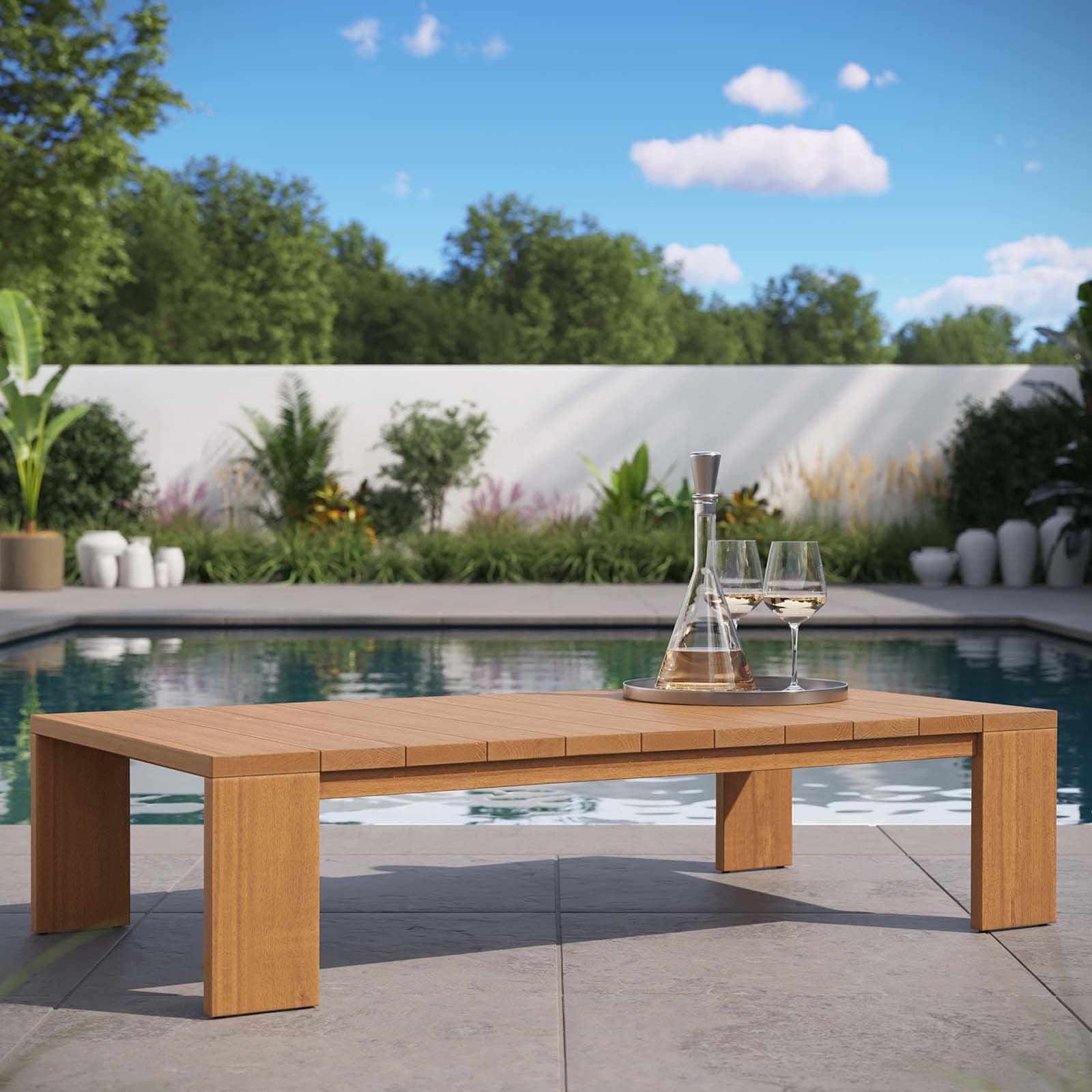 Modway Tahoe Outdoor Patio Acacia Wood Coffee Table In Natural