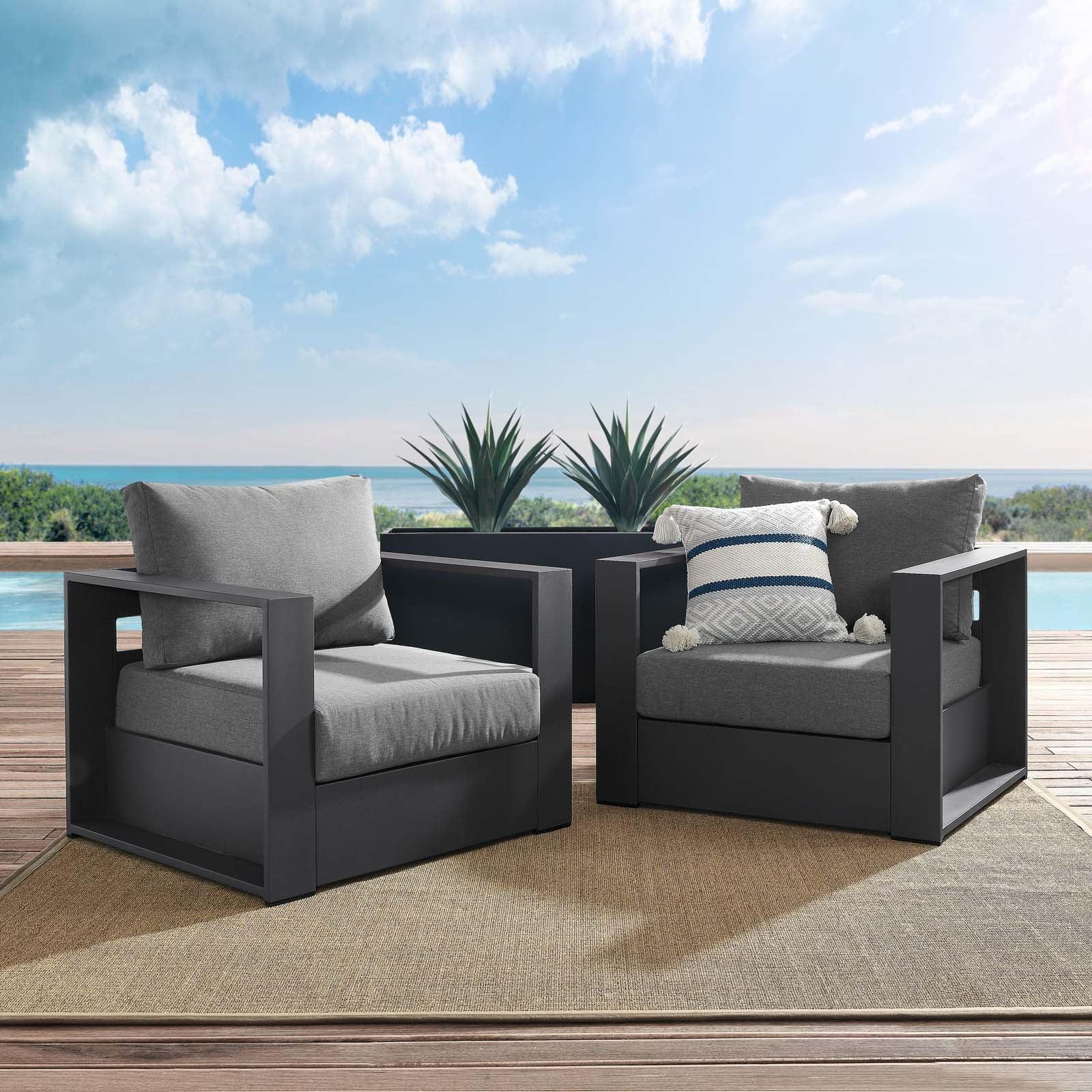 Tahoe Gray Charcoal Aluminum 2-Piece Outdoor Armchair Set