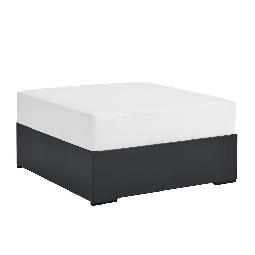 Tahoe Gray and White Aluminum Outdoor Patio Ottoman