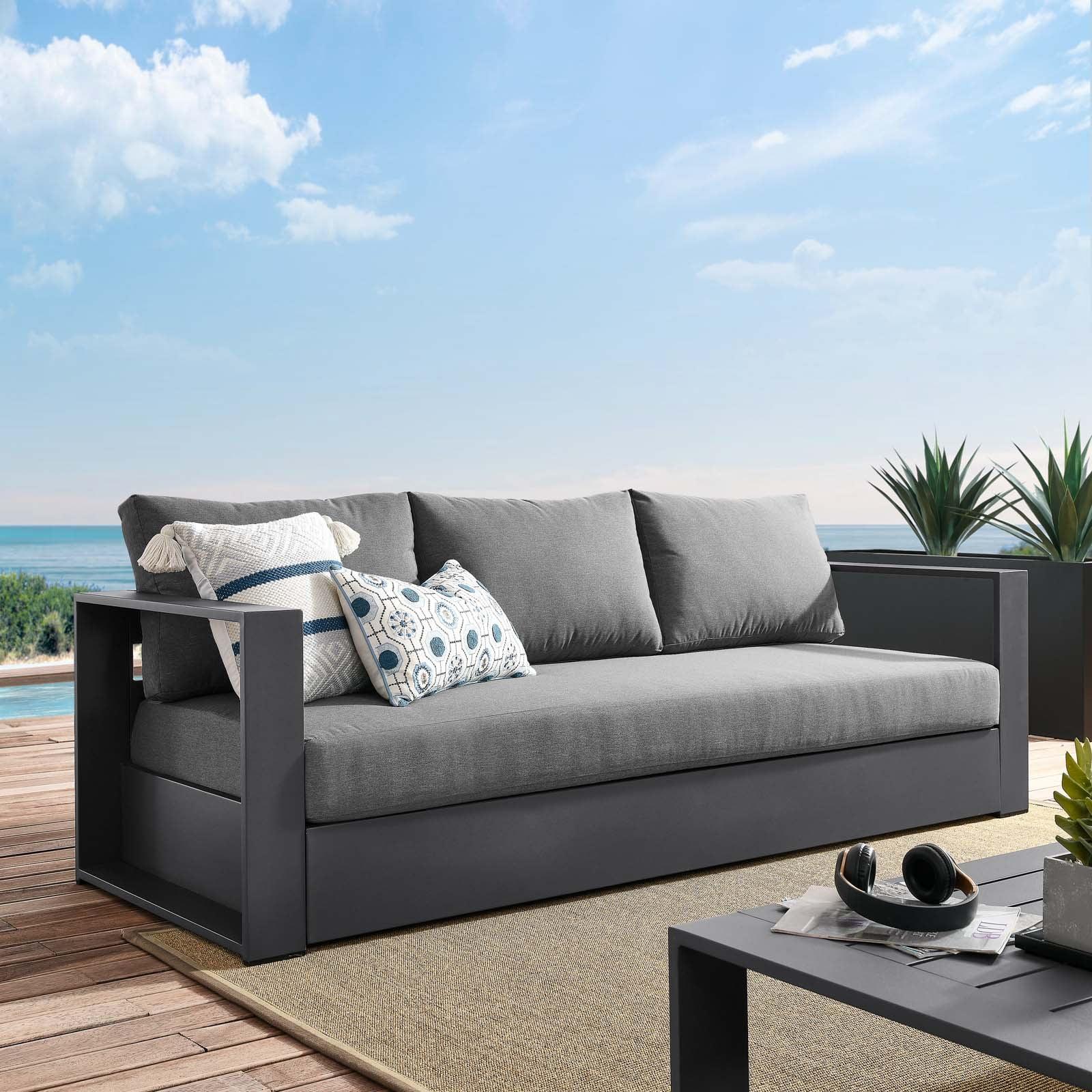 Tahoe Gray Charcoal Aluminum Outdoor Patio Sofa