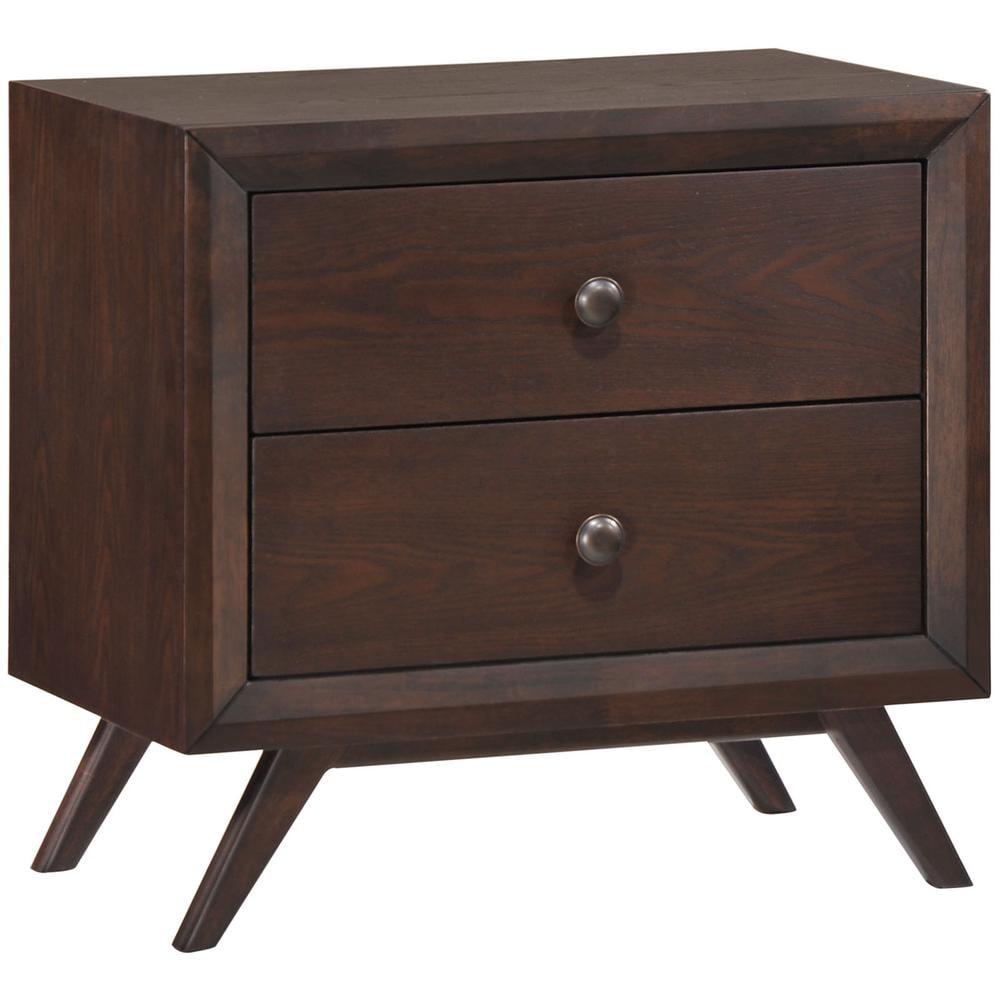 Tracy Toffee Brown Mid-Century 2-Drawer Nightstand