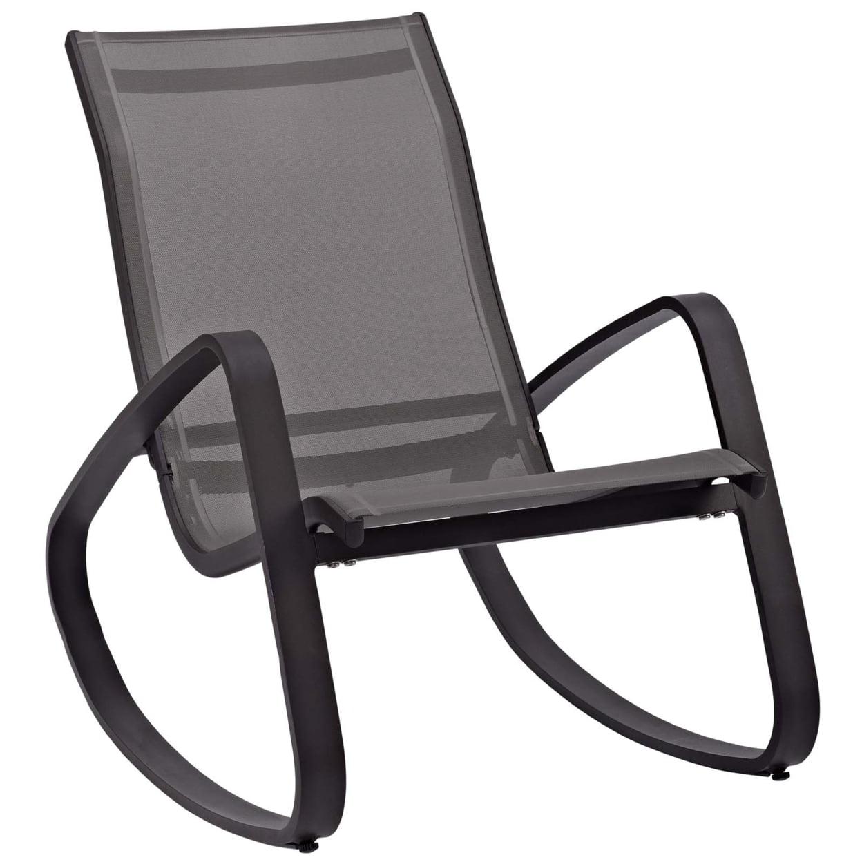 Sleek Black Textilene Mesh Rocking Lounge Chair with Aluminum Frame