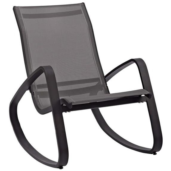 Modway Traveler Rocking Lounge Chair – Outdoor Patio Mesh Sling Rocker in Black on Black Frame