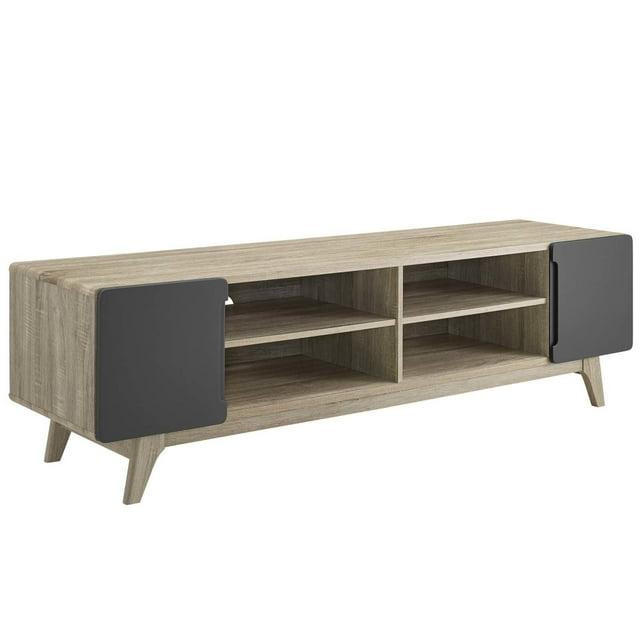 Modway Tread 70" Modern Wood TV Stand for TV up to 76" in Natural/Gray