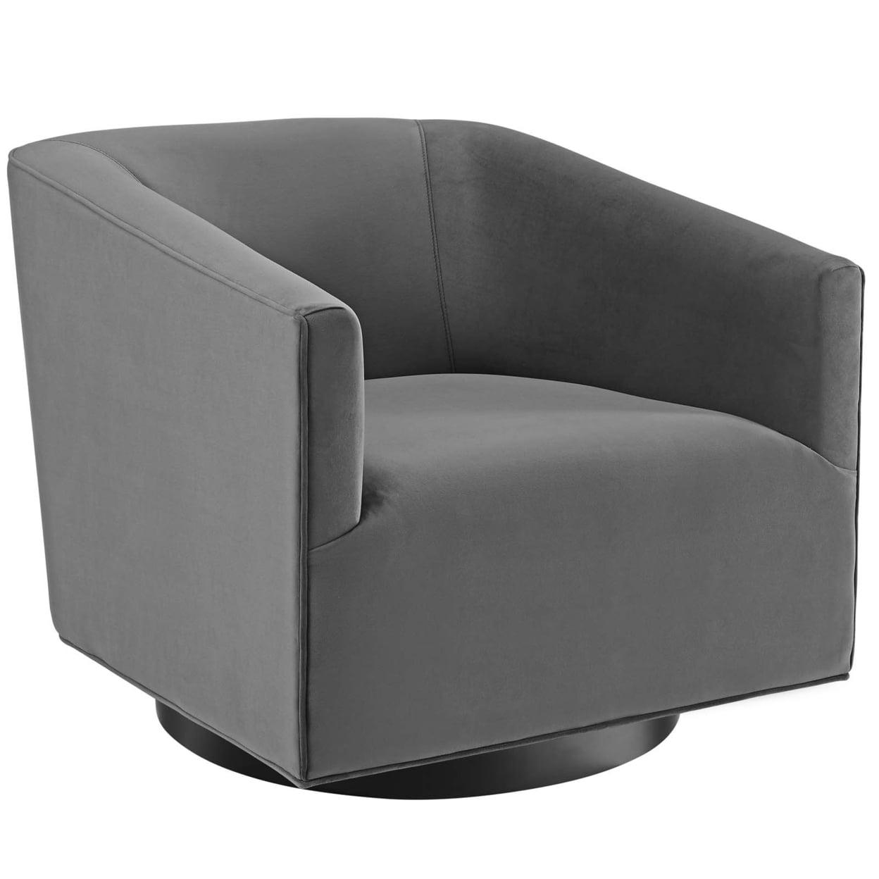 Modway Twist Performance Velvet Accent Lounge Swivel Chair in Gray