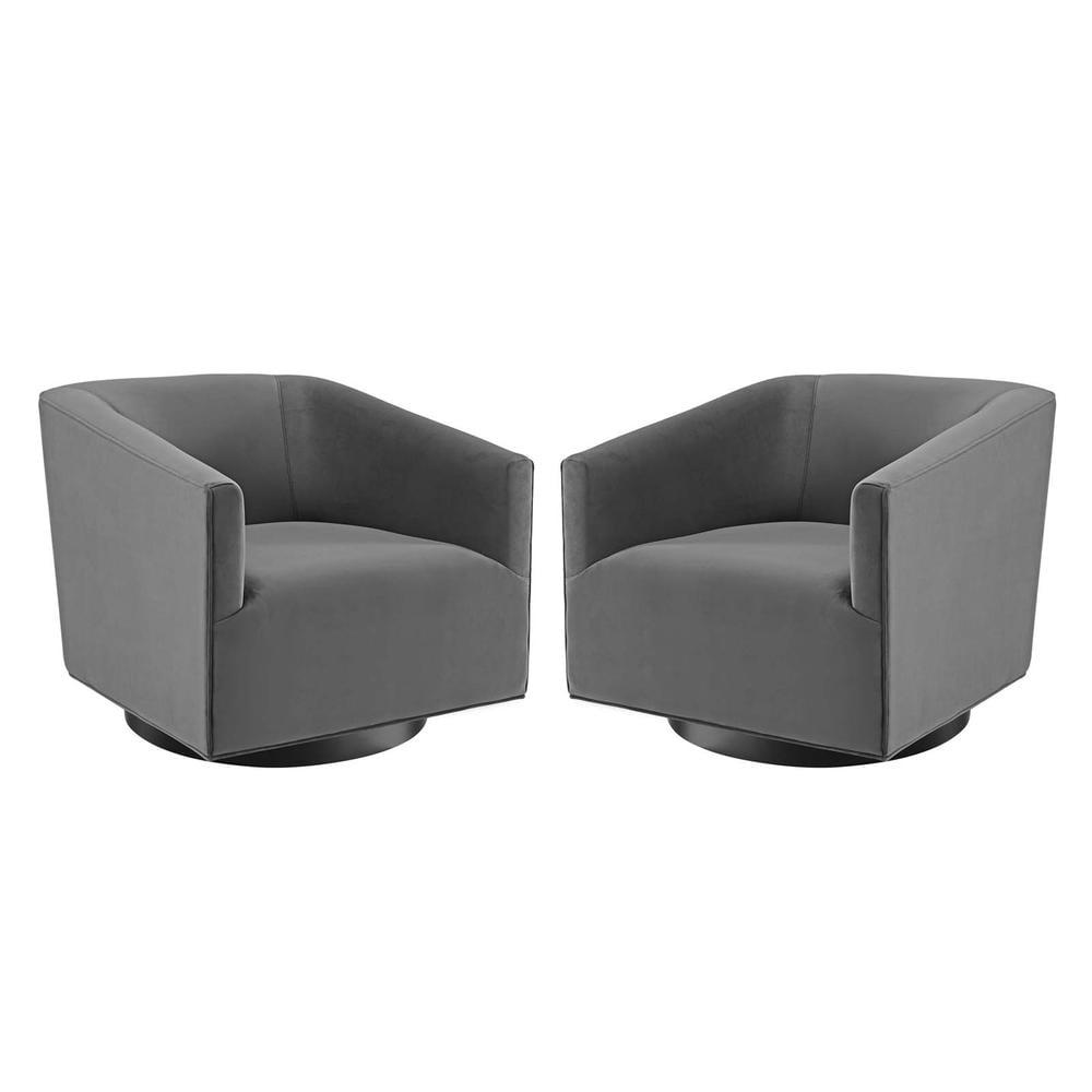 Set of 2 Twist Swivel Chairs Performance Velvet - Modway