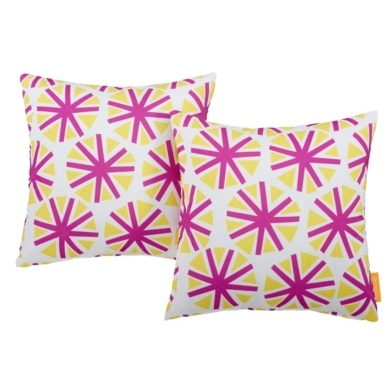 Starburst Patterned Two Piece Outdoor Patio Pillow Set