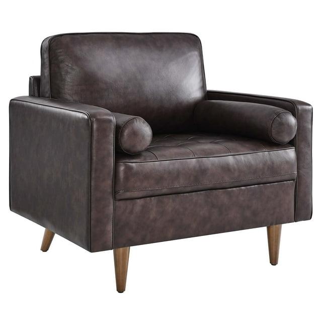 Modway Valour Modern Style Leather and Dense Foam Armchair in Brown Finish
