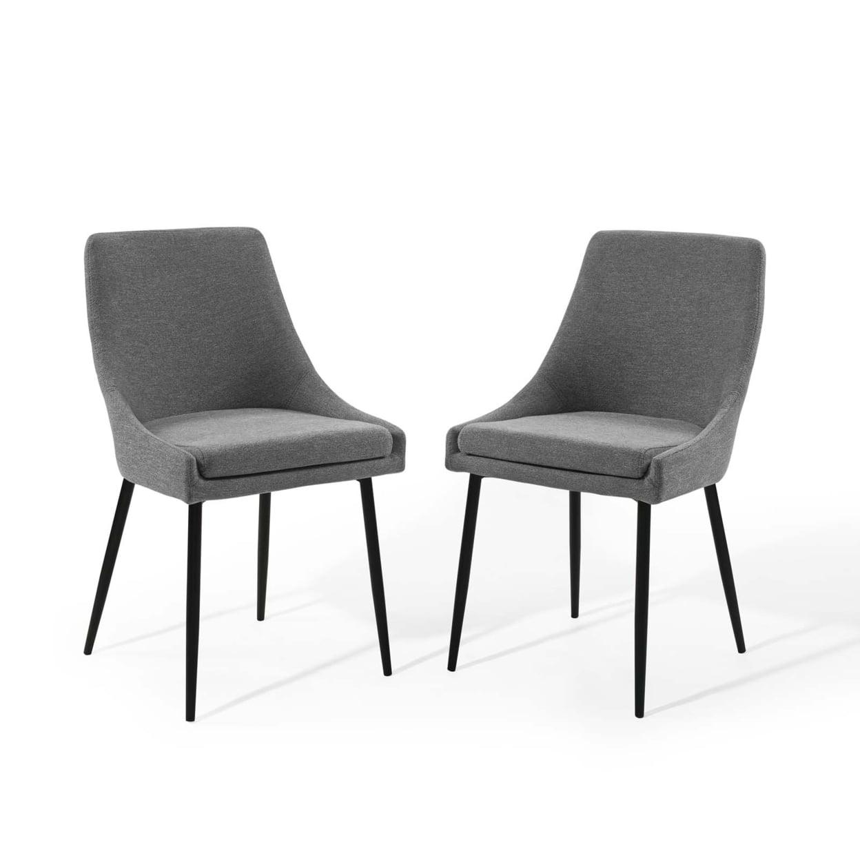 Charcoal Black Velvet Upholstered Dining Chair with Metal Legs, Set of 2