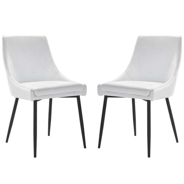 Modway Viscount 19" Modern Faux Leather Dining Chairs in Black/White (Set of 2)