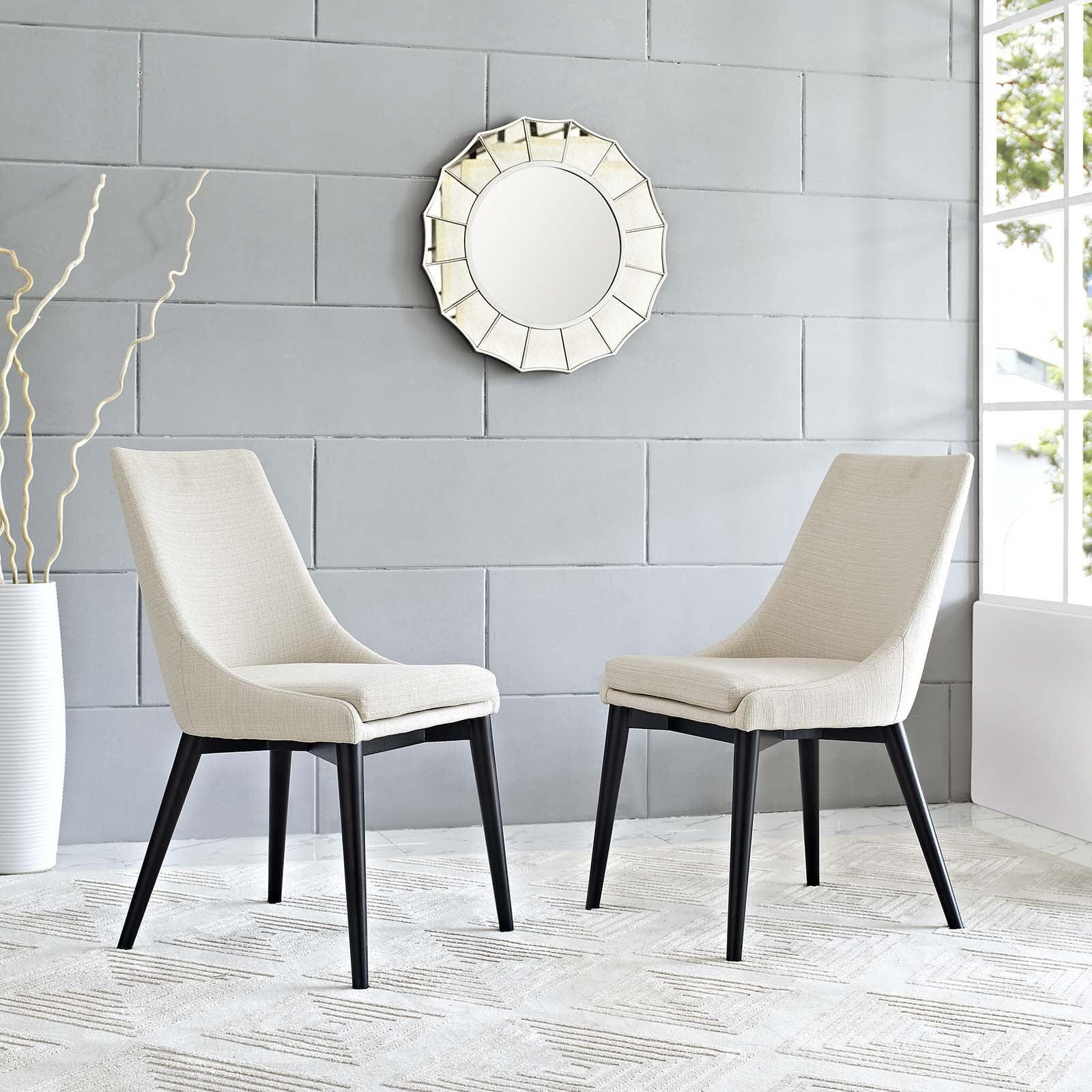 Modway Set of 2 Viscount Dining Side Chair Fabric Beige: Upholstered Polyester, Wood Frame, Armless Design