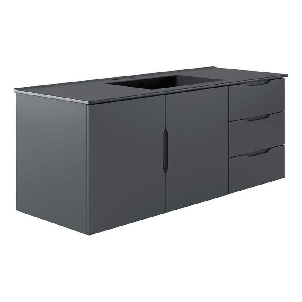 Vitality 48" Gray Black Wall-Mount Single Sink Bathroom Vanity