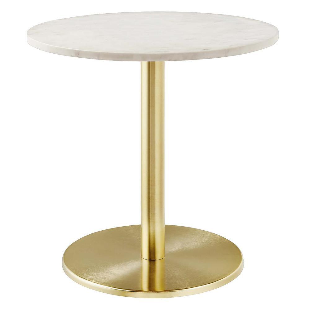 Modway Viva Round Metal & Marble Side Table in Brass and White