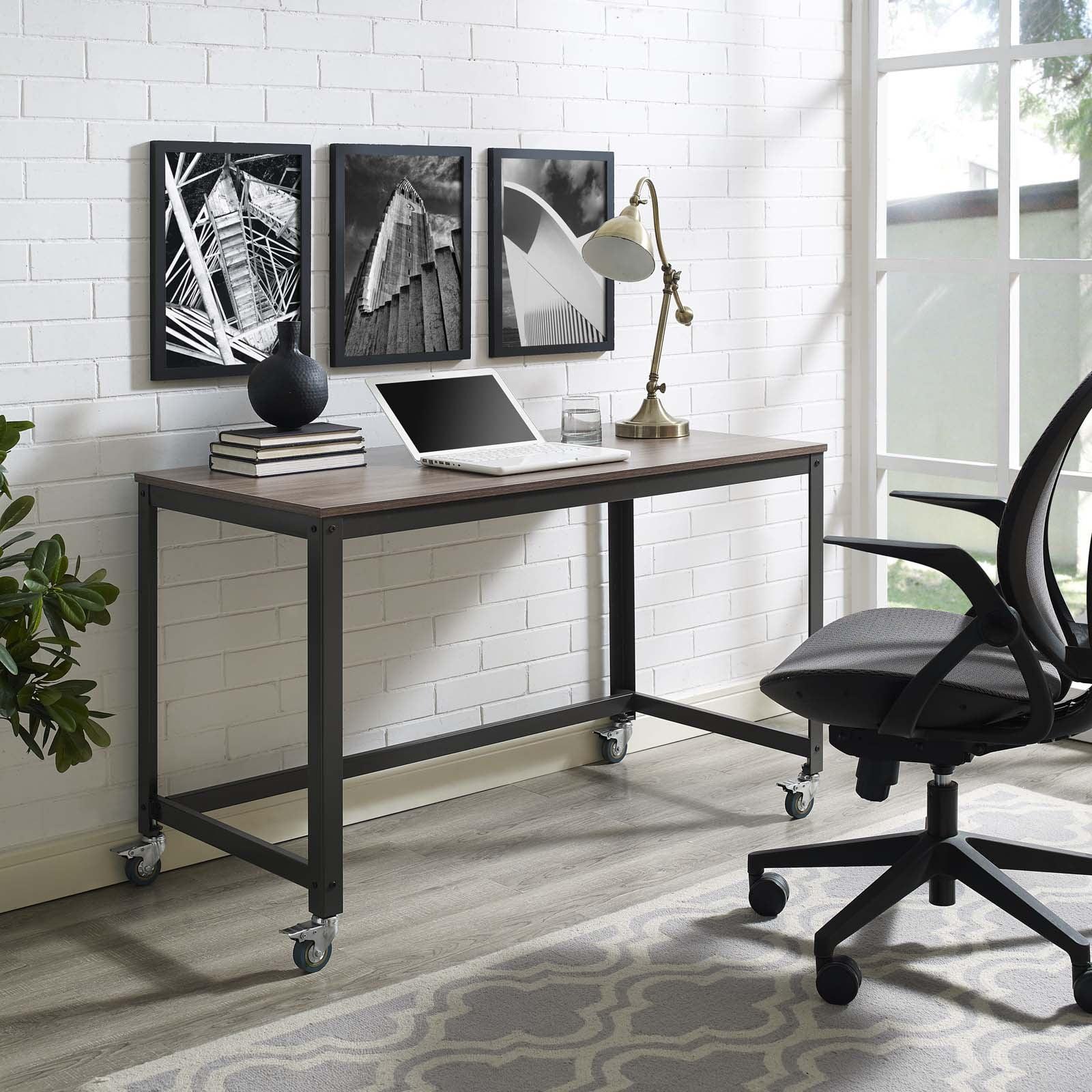 Modway Vivify Computer Office Desk - Gray Walnut