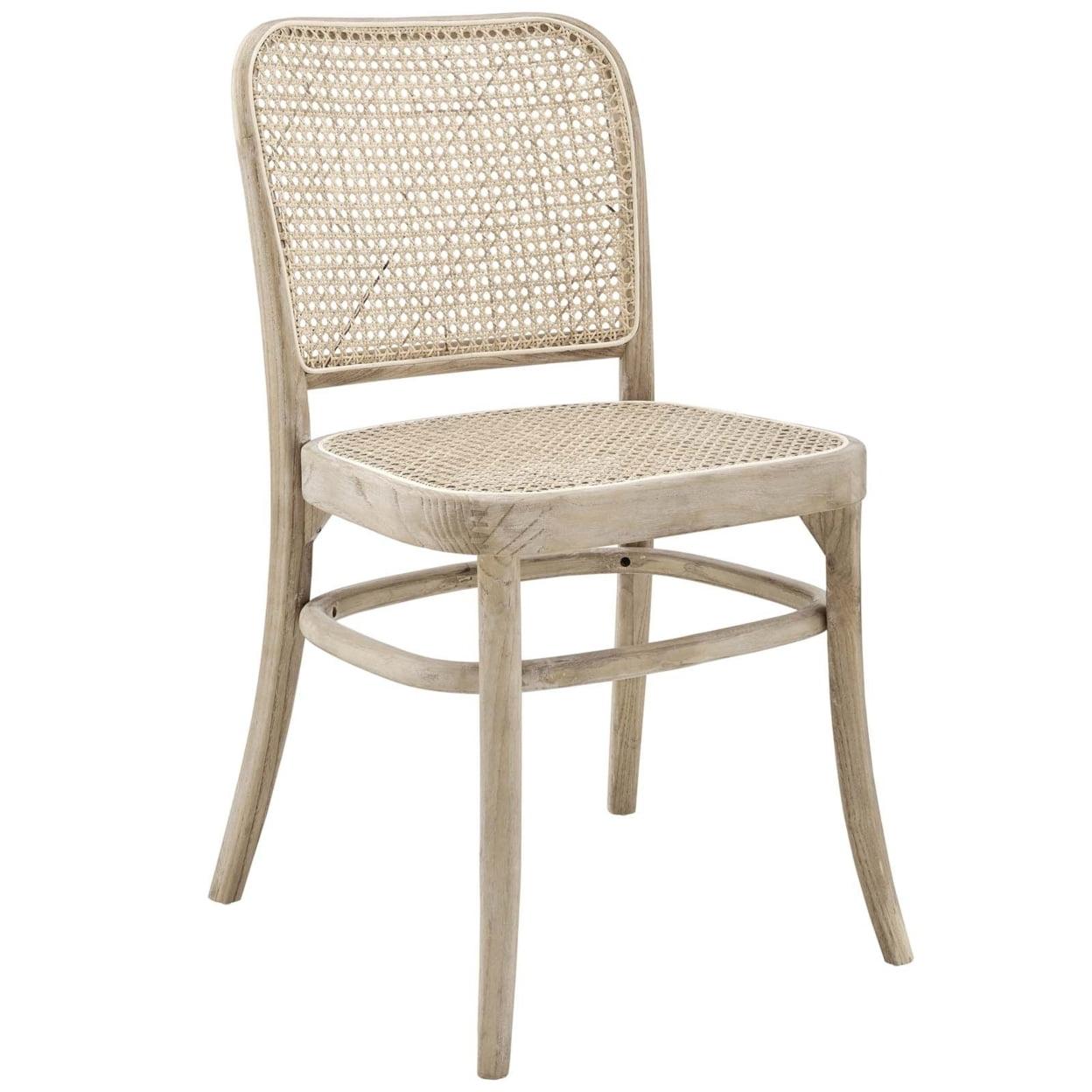 Winona Gray Elm Wood and Cane Side Chair