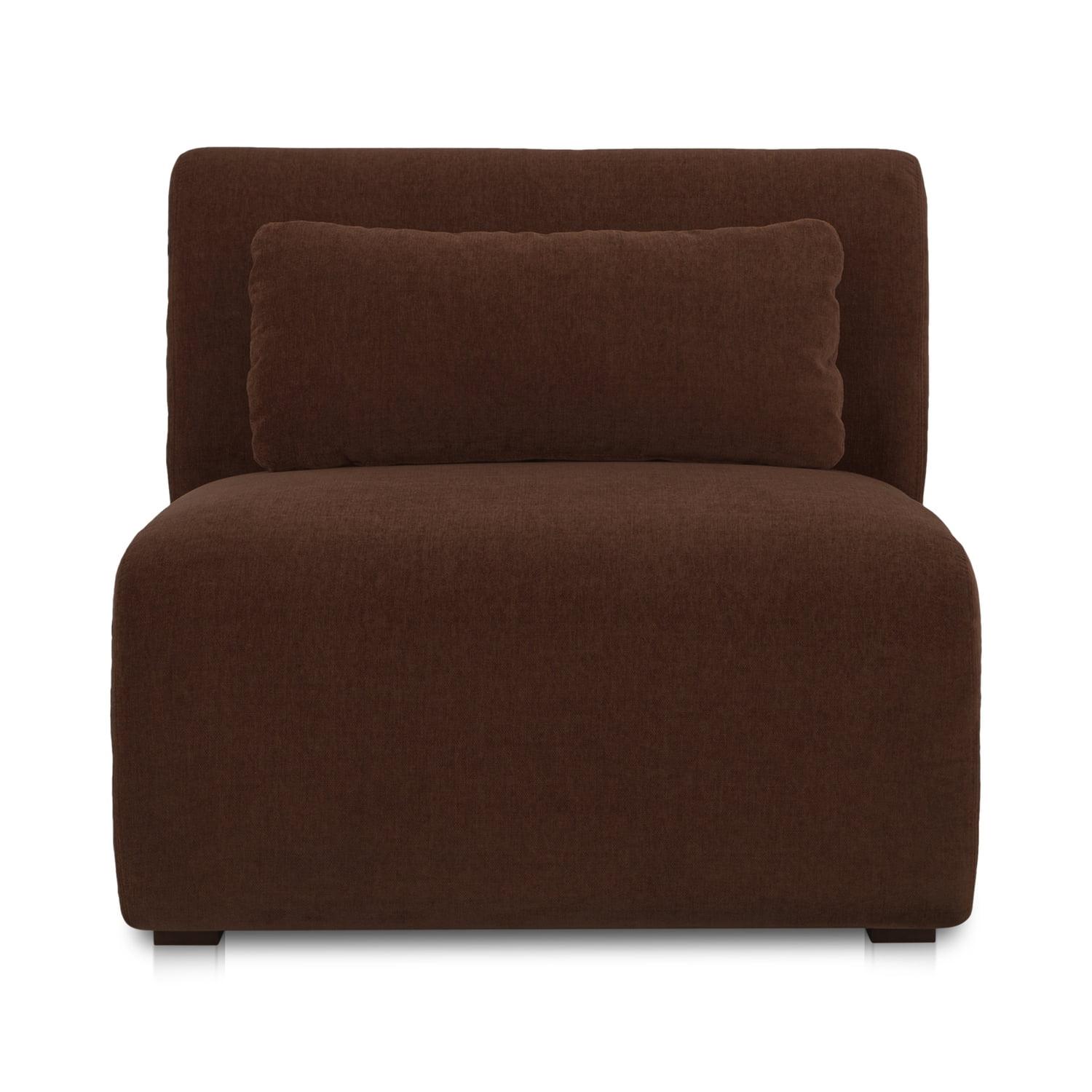 Amelia Brown Polyester Slipper Chair with Lumbar Cushion